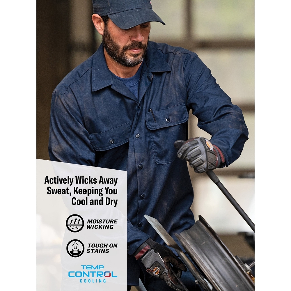 Genuine Dickies FLEX Long Sleeve Work Unifom Shirt w Temp Control Cooling Blue *